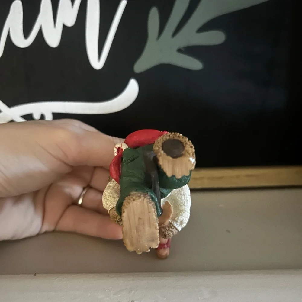 Vintage Kirkland Charming Teddy Bear Riding Stick Horse Christmas Ornament